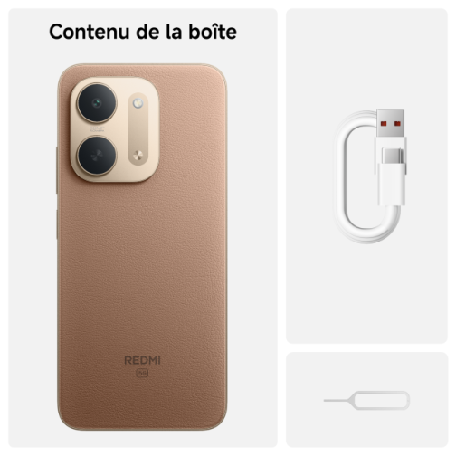 Xiaomi Redmi 17C 5G marron photo du contenu de la boîte