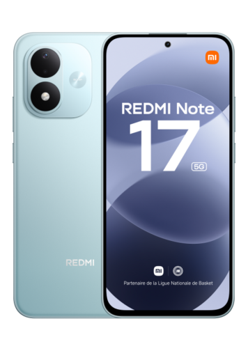 Xiaomi Redmi Note 17 5G+ bleu 128 Go de face et de dos 
