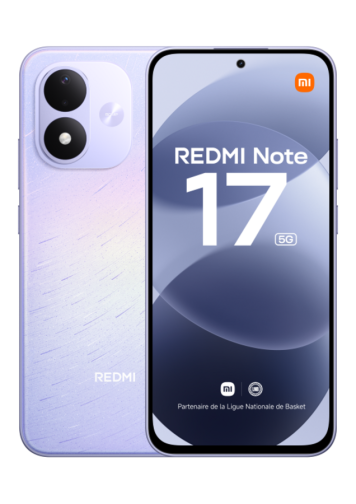 Xiaomi Redmi Note 17 5G+ violet 128 Go de face et de dos 