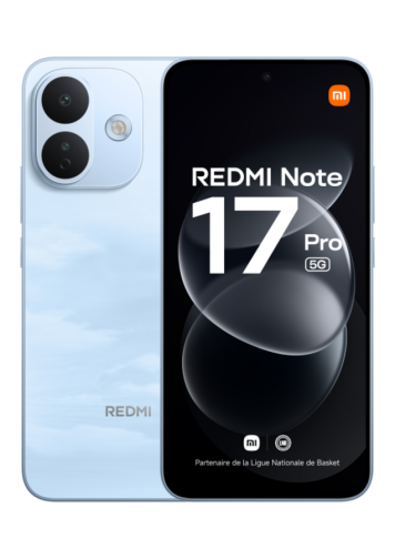 Xiaomi Redmi Note 17 Pro 5G bleu 256 Go de face et de dos 