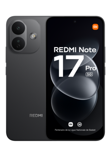 Xiaomi Redmi Note 17 Pro 5G+ noir 256 Go de face et de dos