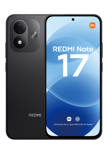 Xiaomi REDMI Note 17 4G noir 128 Go de face et de dos 