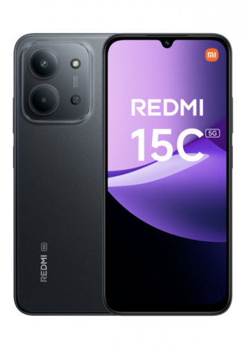 Xiaomi Redmi 15C 5G Noir 128Go : image de face et de dos