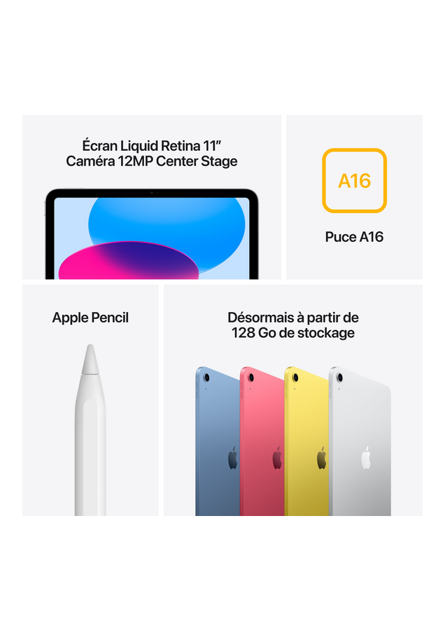 Apple iPad 11 pouces Wi-Fi  Argent 128Go (2025)