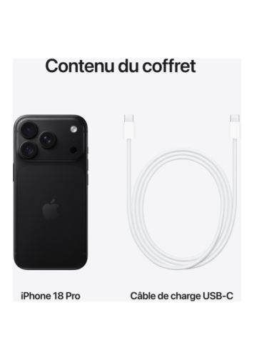 Visuel du contenu du coffret de l'iPhone 18 Pro Noir 