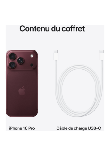 Visuel du contenu du coffret de l'iPhone 18 Pro Bordeaux 