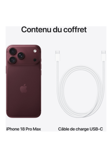 Visuel du contenu du coffret de l'iPhone 18 Pro Max