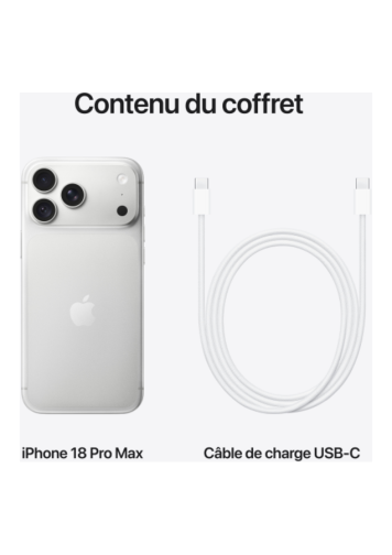 Visuel du contenu du coffret de l'iPhone 18 Pro Max Argent 