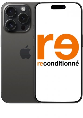 iPhone 15 Pro noir Reconditionné face et dos