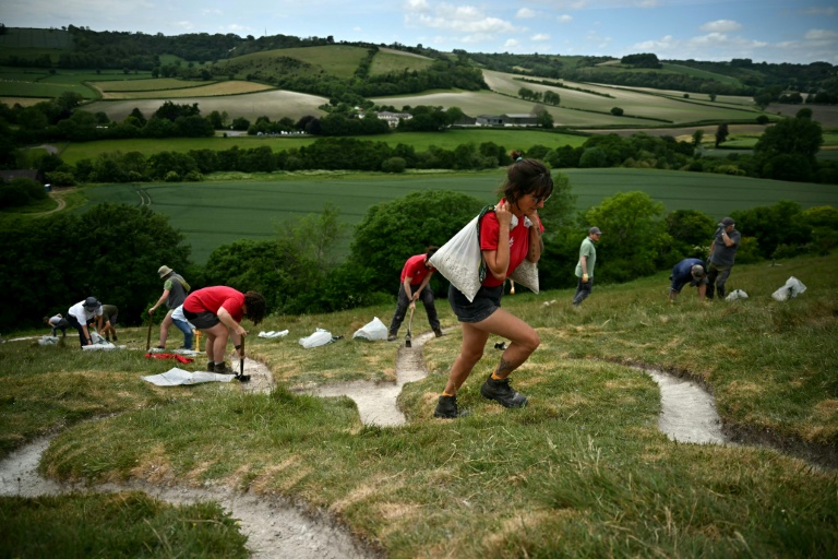 Le "géant nu" de Cerne Abbas, en Angleterre, fait peau neuve