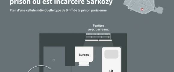 Plan d'une cellule de la Santé, prison où est incarcéré Nicolas Sarkozy Plan d'une cellule de la Santé, prison où est incarcéré Nicolas Sarkozy