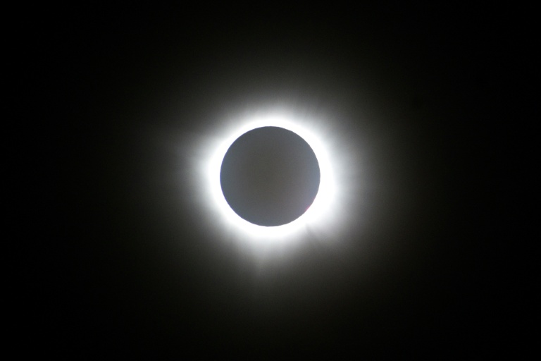 Une éclipse solaire totale observée depuis Nazas, dans l'État de Durango, le 8 avril 2024 au Mexique