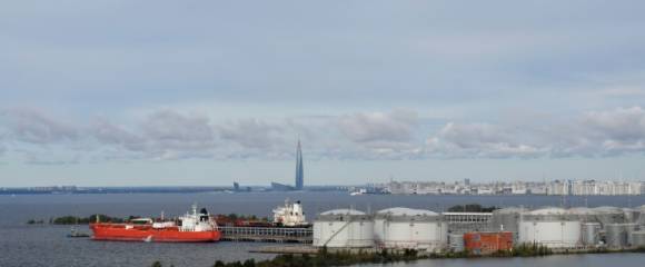 Une vue générale d'un terminal pétrolier à Saint-Pétersbourg, le 26 septembre 2025 Une vue générale d'un terminal pétrolier à Saint-Pétersbourg, le 26 septembre 2025