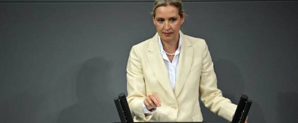 La co-leader du parti AfD, Alice Weidel, au Bundestag le 16 octobre 2025 La co-leader du parti AfD, Alice Weidel, au Bundestag le 16 octobre 2025