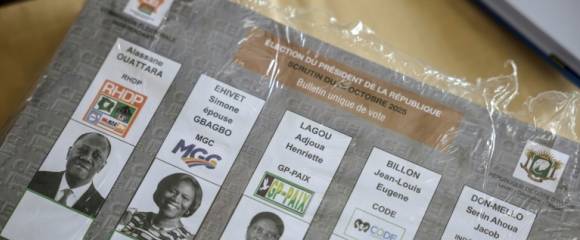 Un bulletin de vote pour la présidentielle ivoirienne du 25 octobre 2025 Un bulletin de vote pour la présidentielle ivoirienne du 25 octobre 2025