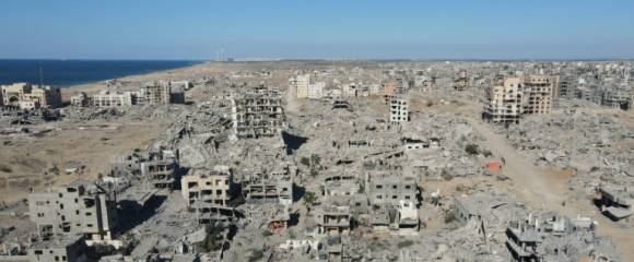 Vue aérienne des destructions à Gaza-ville, le 15 octobre 2025 Vue aérienne des destructions à Gaza-ville, le 15 octobre 2025