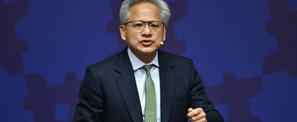 Le patron de Nvidia Jensen Huang lors d'un discours à Gyeongju (Corée du sud) lors de l'APEC, le 31 ocotbre 2025. Le patron de Nvidia Jensen Huang lors d'un discours à Gyeongju (Corée du sud) lors de l'APEC, le 31 ocotbre 2025.