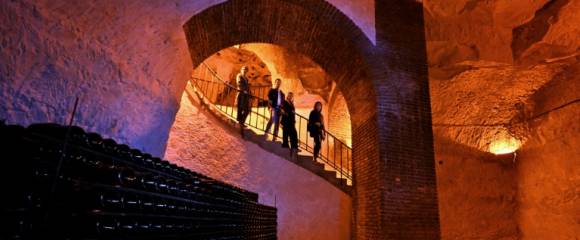 Les caves de la maison de champagne Taittinger à Reims, le 17 mars 2025 dans la Marne Les caves de la maison de champagne Taittinger à Reims, le 17 mars 2025 dans la Marne