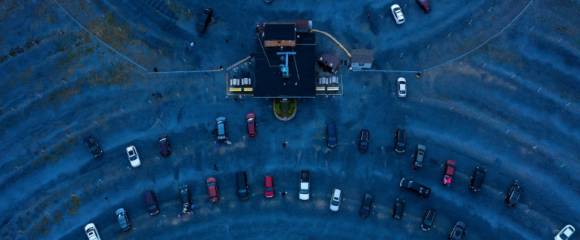 Un drive-in, le 1er mai 2020, à Stephens City, Virginie, Etats-Unis. Un drive-in, le 1er mai 2020, à Stephens City, Virginie, Etats-Unis.