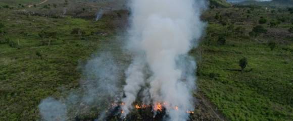 Une terre agricole en feu à Sao Felix do Xingu, en Amazonie brésilienne, le 20 juin 2025 Une terre agricole en feu à Sao Felix do Xingu, en Amazonie brésilienne, le 20 juin 2025